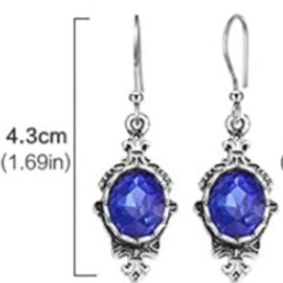 Blue Crystal Earrings - Picture 2 of 3